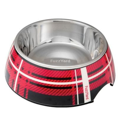 fuzzyard red fling easy feeder pet bowl